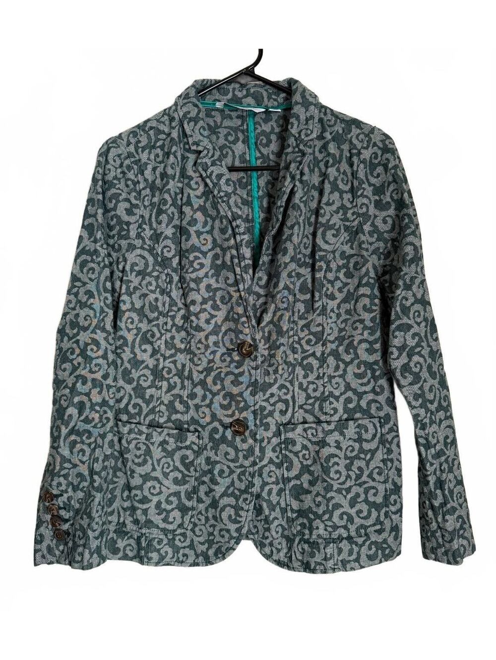 IssacMizrahiLive! Women's Blazer Jacket Cotton Floral Size 10 City Chic Classic